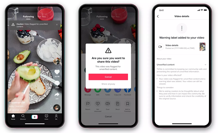 Étiquettes d'avertissement TikTok