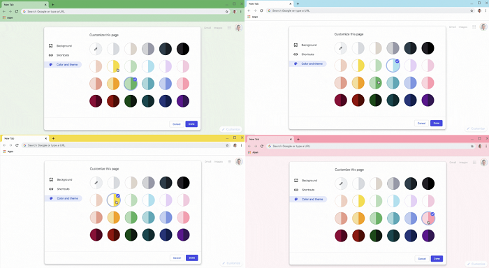 Couleurs de Google Chrome