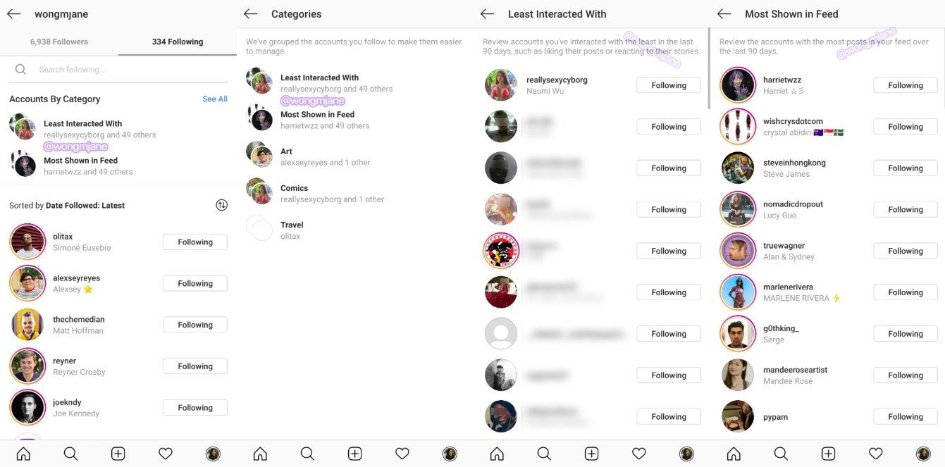 Instagram suite à la catégorisation