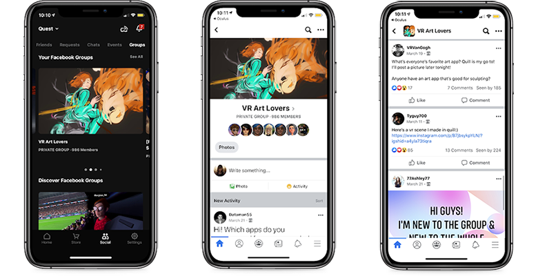Groupes de réalité virtuelle Facebook