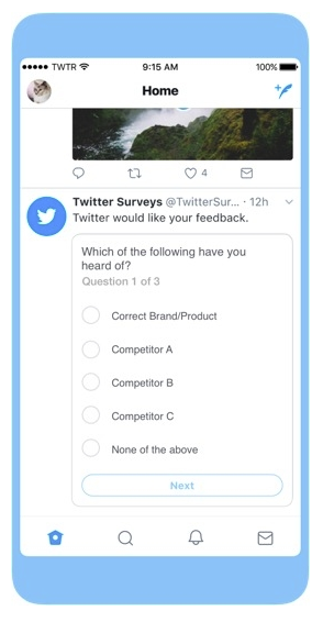 Exemple de sondage publicitaire Twitter