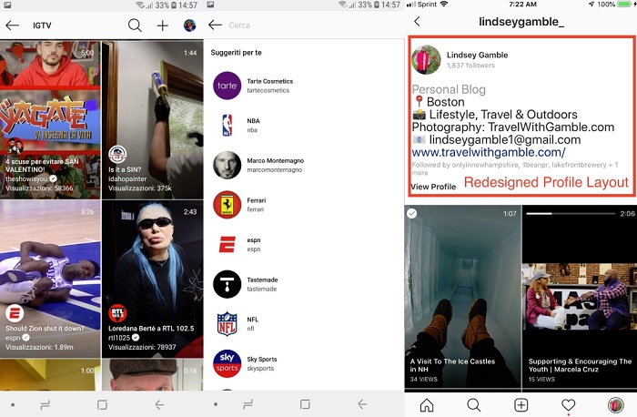 Nouveaux exemples de mise en page IGTV