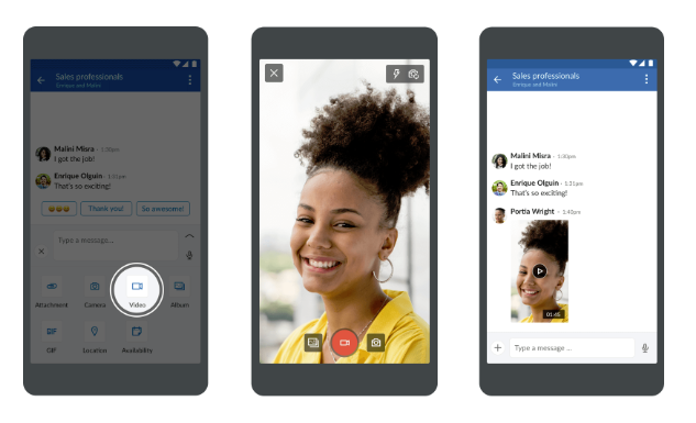 Exemples de messagerie vidéo LinkedIn