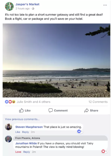 Les balises « choses en commun » de Facebook en action