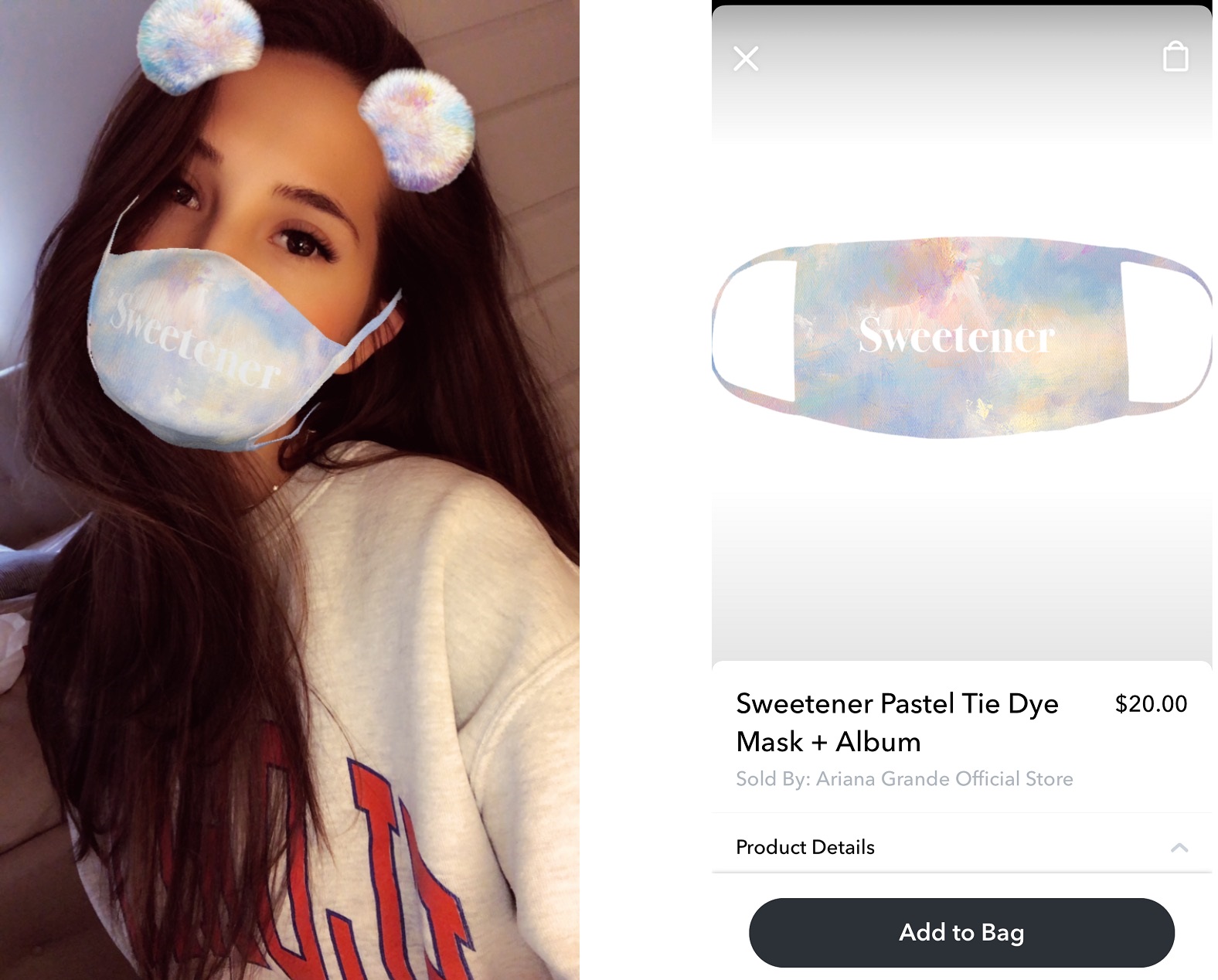 Ariana Grande Snapchat Objectif et produits