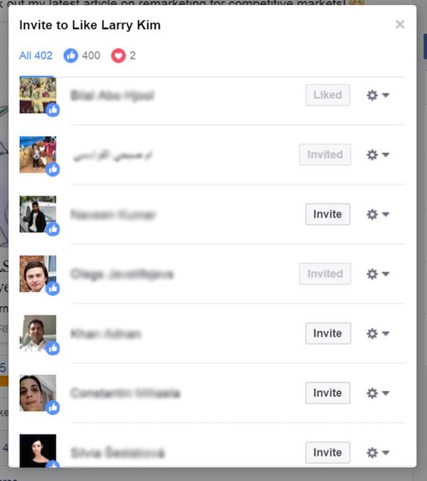 bouton d'invitation facebook caché obtenir plus de likes