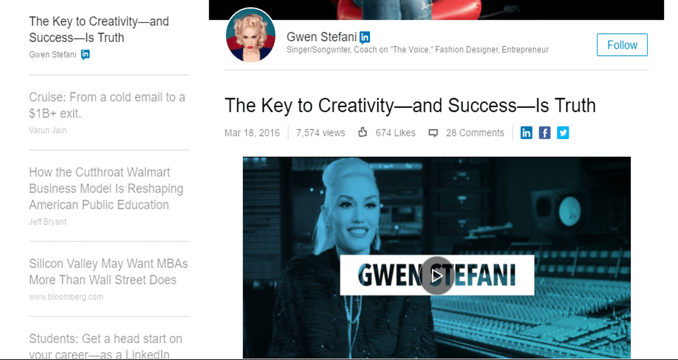 Le nouveau profil LinkedIn de Gwen Stefani sera-t-il un succès ?  |  Les médias sociaux aujourd'hui