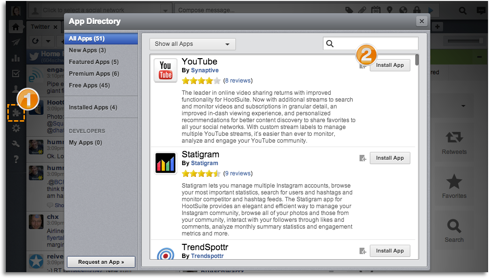 Installation d'applications sur Hootsuite