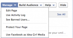 Idea Girl Media vous permet de voir les fonctions de gestion sur le nouveau panneau d'administration Facebook Timeline