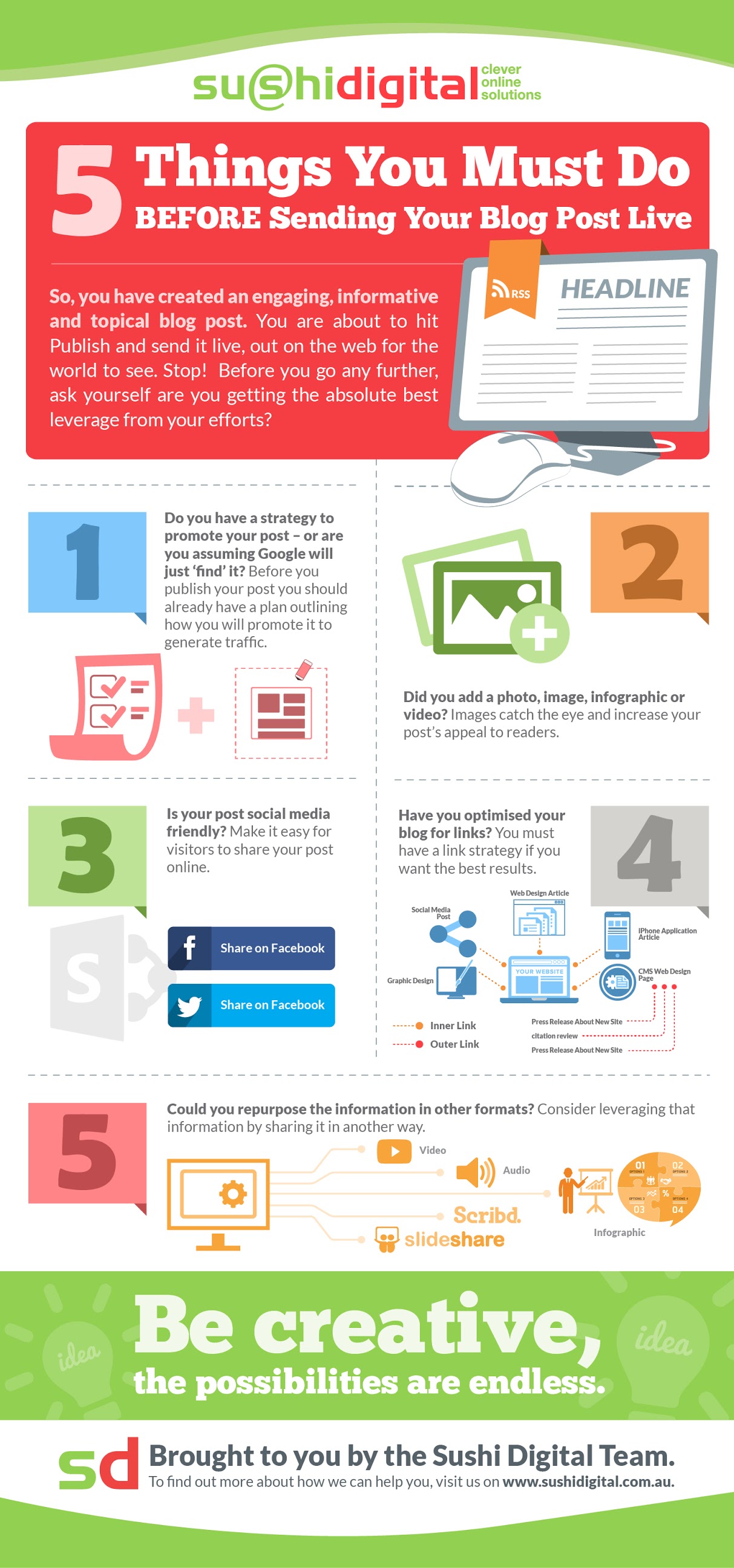 5 choses que vous devez faire AVANT d'envoyer votre article de blog en direct pour un maximum de résultats - infographie