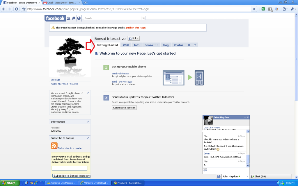 Page Facebook interactive Bonsai