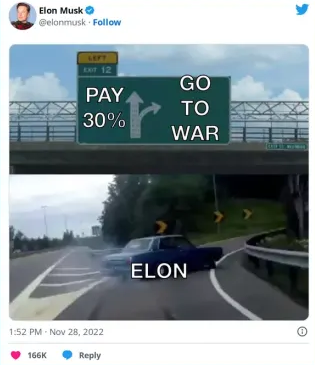 Tweet d'Elon Musk