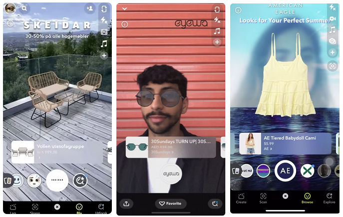 Achats en réalité augmentée sur Snapchat
