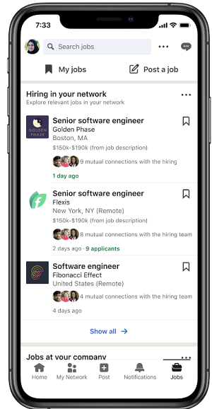 Mise à jour de la recherche d'emploi sur LinkedIn