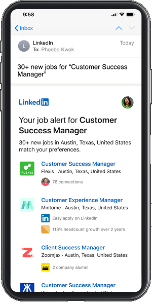 Mise à jour de la recherche d'emploi sur LinkedIn