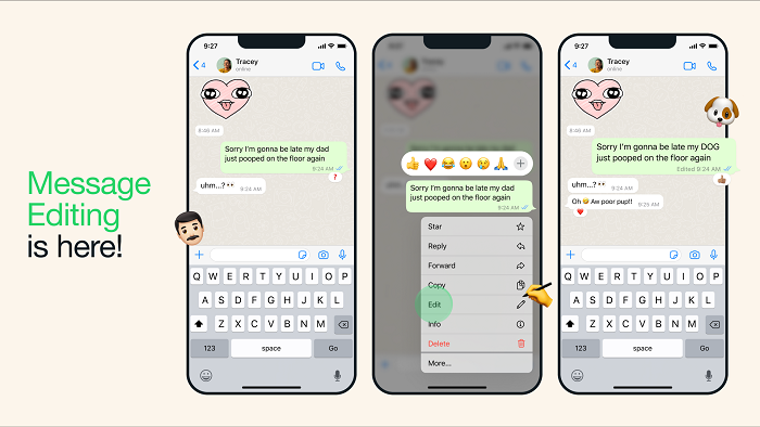 Modification des messages WhatsApp