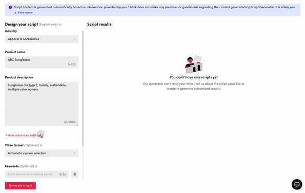 Générateur de scripts TikTok