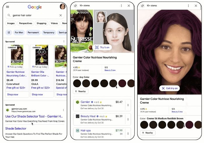 Essai de cheveux Google