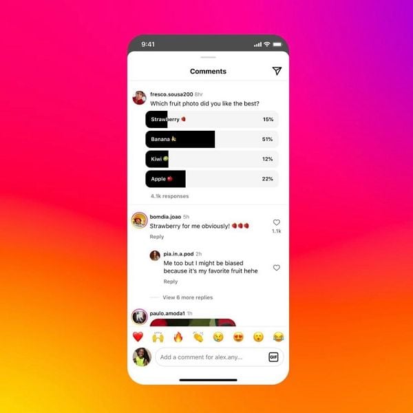 Sondages Instagram dans les commentaires