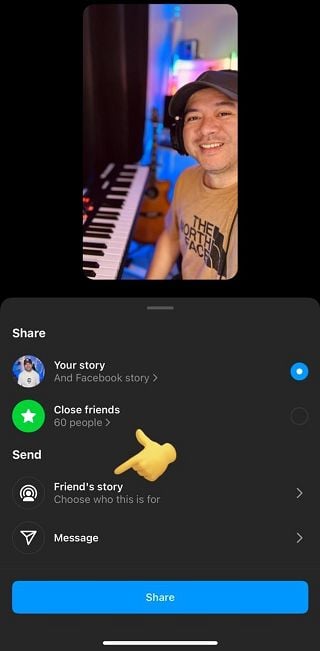 Histoire d'un ami Instagram