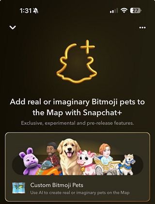 Animaux de compagnie Bitmoji Snapchat