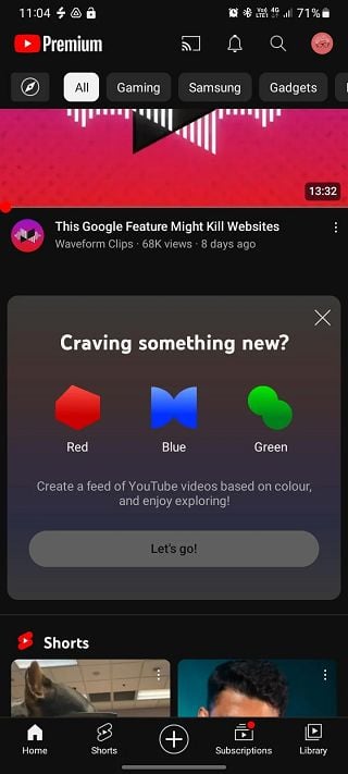 Flux couleur YouTube