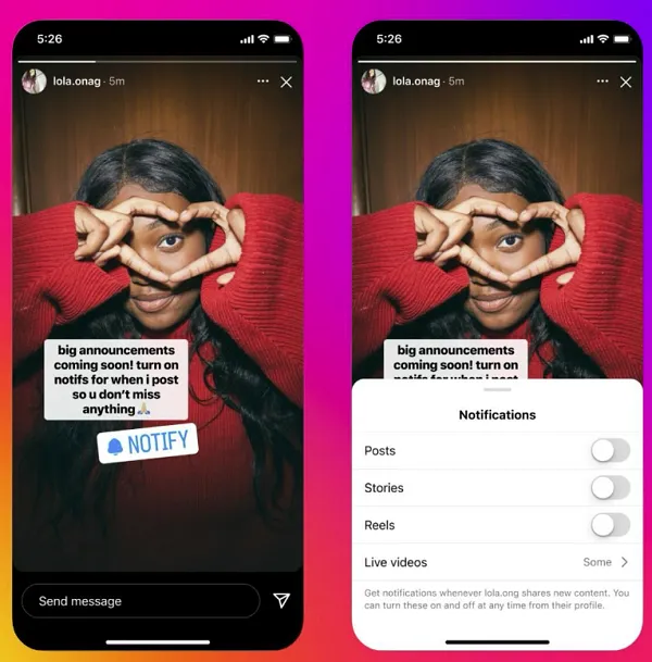 Autocollant de notification Instagram