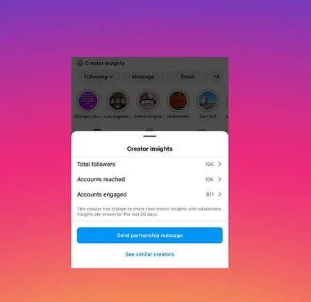 Instagram teste un nouvel aperçu des performances du profil « Creator Insights » pour les marques