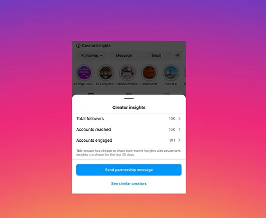 Instagram teste un nouvel aperçu des performances du profil « Creator Insights » pour les marques