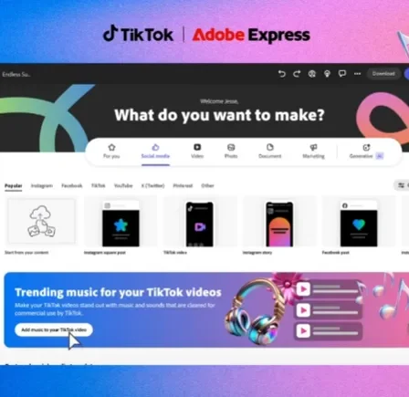 TikTok ajoute l'intégration d'une bibliothèque musicale commerciale pour Adobe Express
