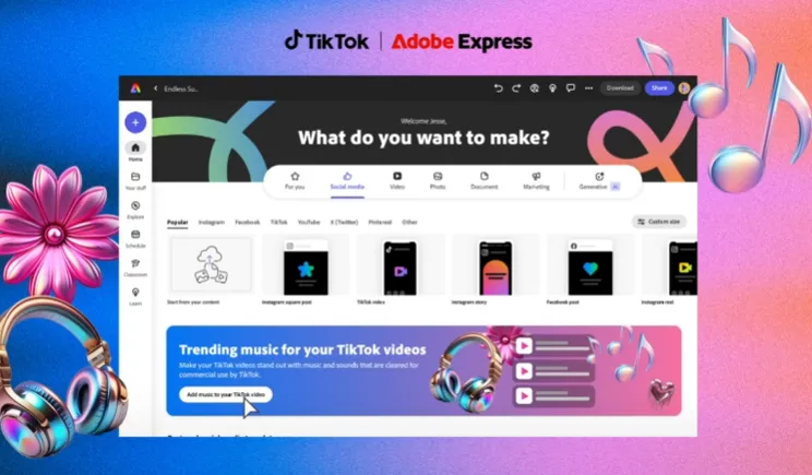 TikTok ajoute l'intégration d'une bibliothèque musicale commerciale pour Adobe Express