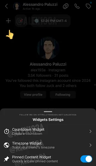 Widget de discussion Instagram