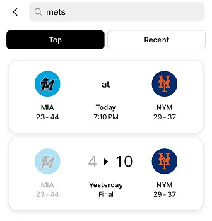 Scores de la MLB sur les discussions